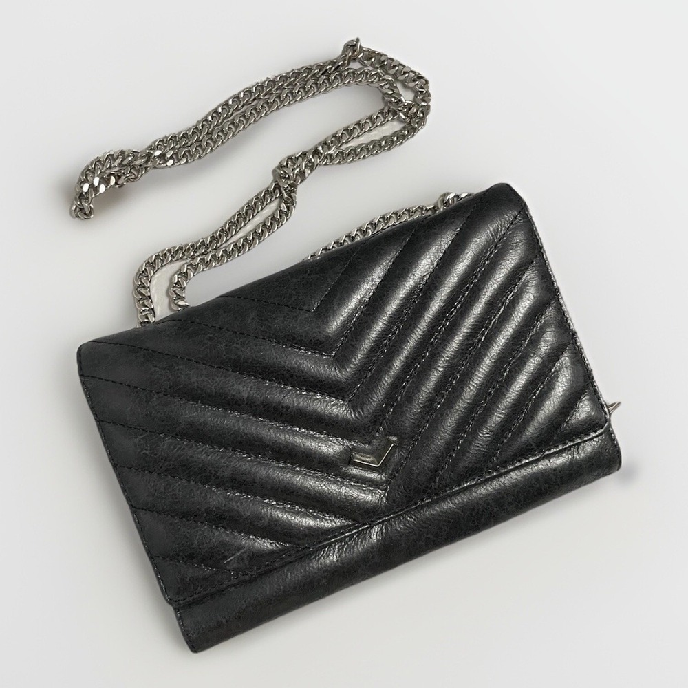BOTKIER NY Soho Quilted Wallet Crossbody Purse Black Chain Strap Fold Over